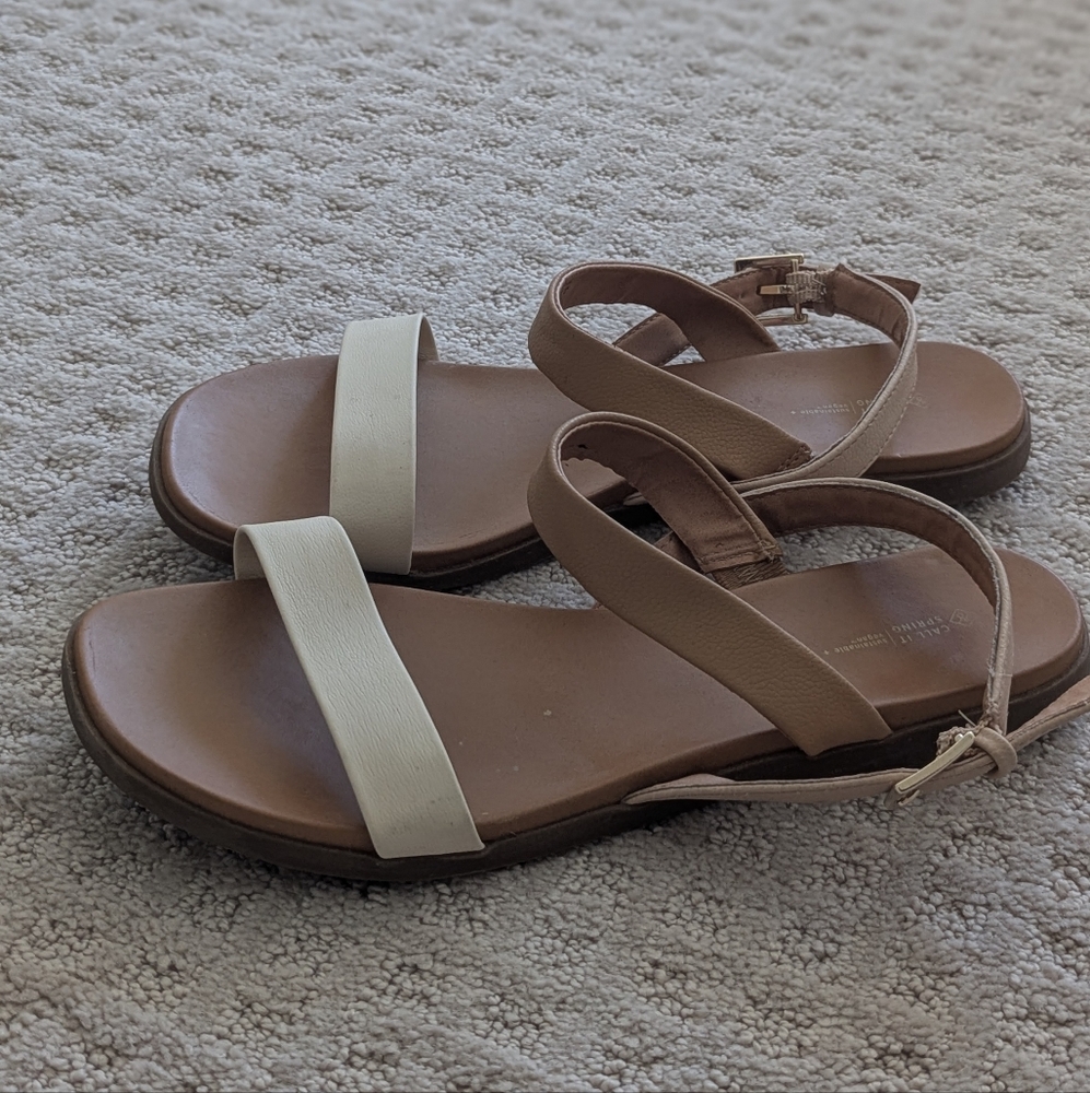 Women's Tan and Cream Sandals